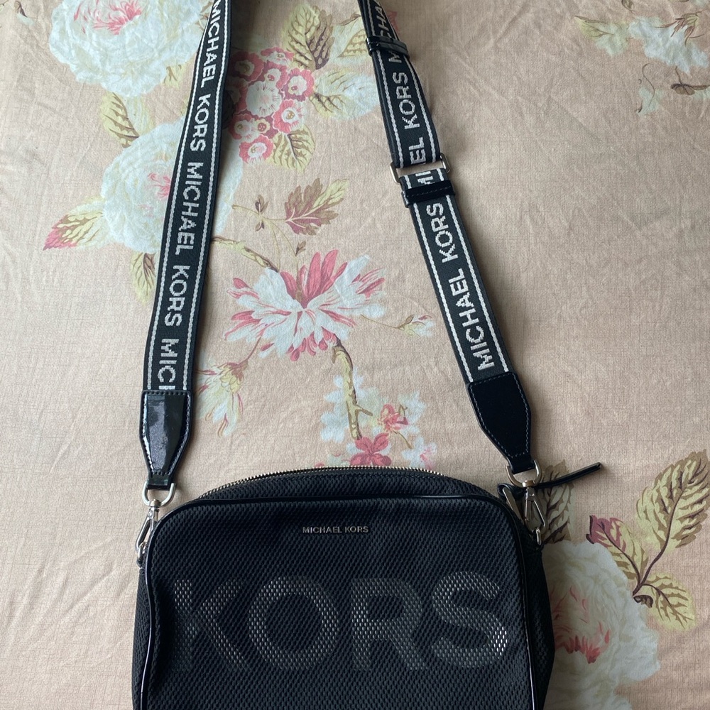 Michael Kors Black Messenger Bag with Logo Strap